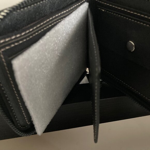 men's horizontal wallet zippered black pu leather new - Picture 5 of 7